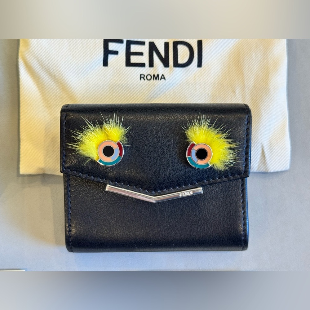FENDI Monster Calfskin Card Case w. Mink Fur